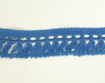 Vintage Blue Yarn Brush Fringe 1 3/4 inches wide x 3 yards Boho 1960s-70s Fringe Trim Home Decor Trim Earthtone Costume Purse