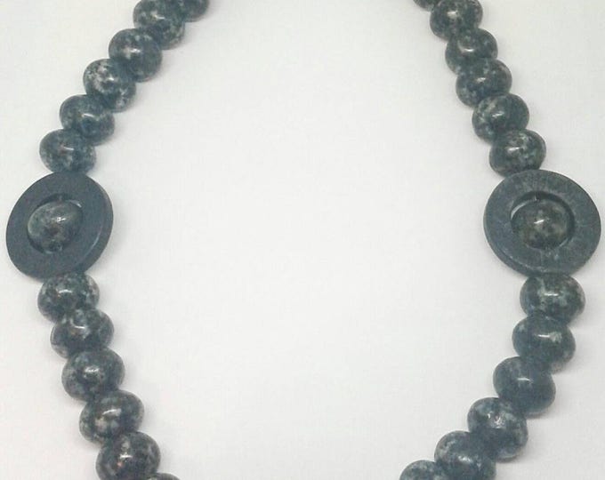 Item #201741. Jace, handcrafted, Handmade, Gemstone Jewelry with Jasper and Black Stone, 20 Inches Long.