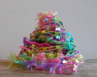 carousel fiber effects™ 12yds novelty art yarn bundle ribbon embellishment textile fiber art pack . aqua yellow hot pink purple