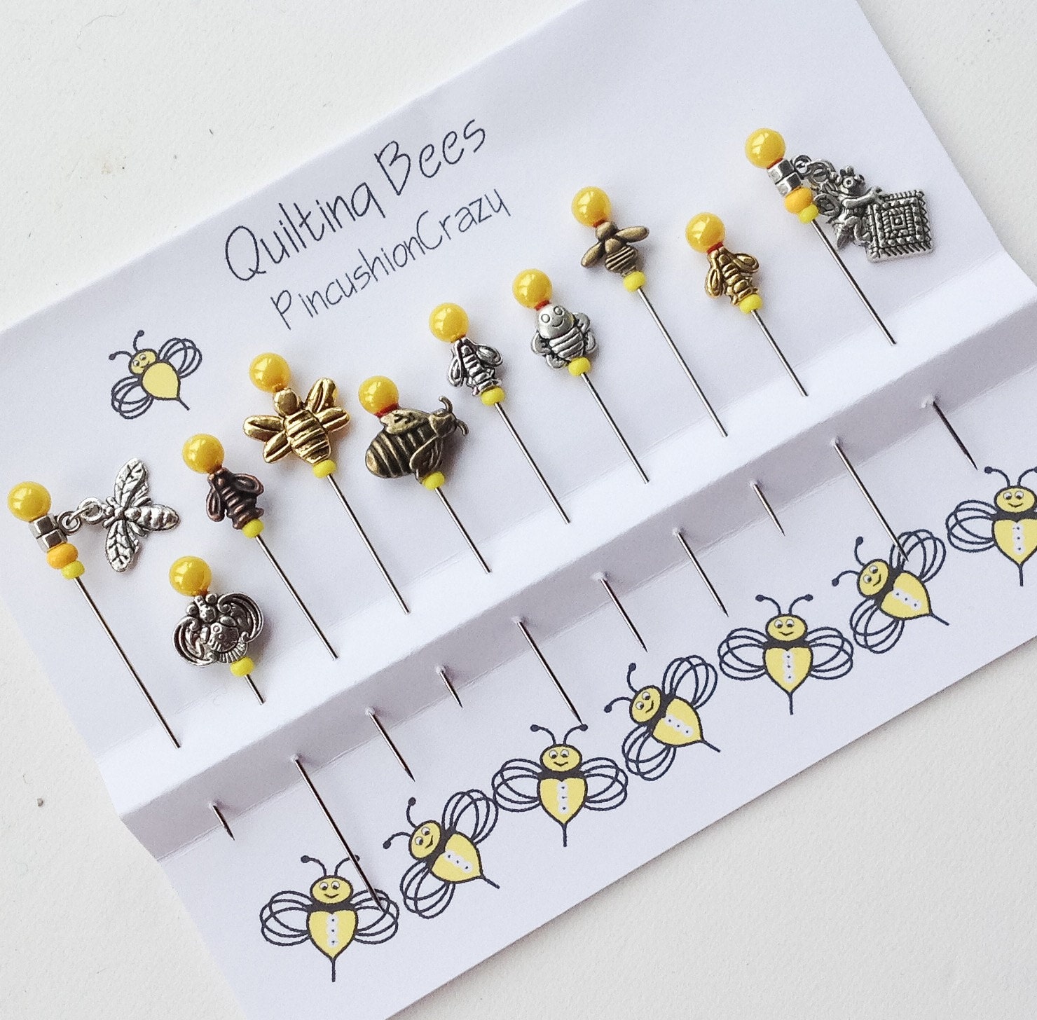 Decorative Quilting Bees Bee Pins Pincushion Pins Sewing