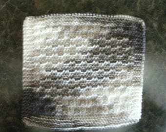 Hand Knit Cotton Dishcloth - measures approximately 9x9 inches