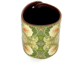 Leather Cuff Wallet also with Contactless Payment Chip - Floral Embroidery