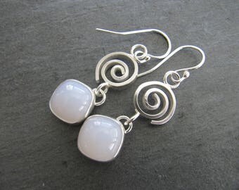 Blue Chalcedony and Sterling Silver Earrings