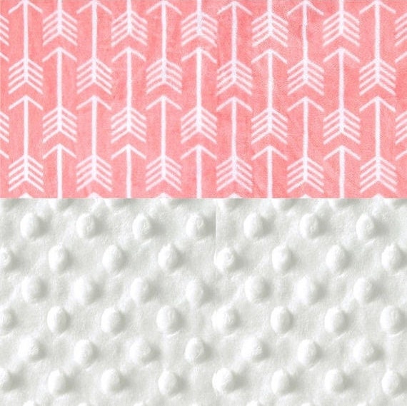 Toddler Blanket // 48 x 60 Minky Blanket Girl, Coral White Arrows Personalized Baby Blanket - Toddler Lap Size // Coral Arrow Blanket