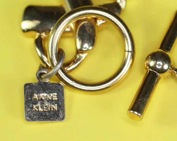 Anne Klein Necklace Gold Tone X Links Bold Chunky 1980s Retro