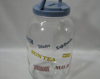 Vintage Glass Sun Tea Jar with Flip Lid & Handle 1 Gallon