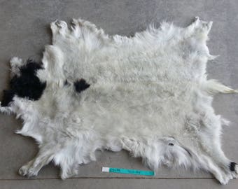 Black and White Spotted Goat Hide- Winter Hair Lot No. 25174TURQ