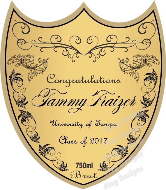 Personalized Graduation Champagne Labels Grad Gifts