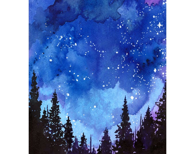 Let's Go See the Stars, print from original watercolor illustration by Jessica Durrant