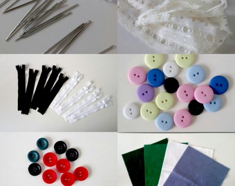 Studio Destash! Assorted Craft Supplies - Felt Squares, Embroidery Needles, Buttons, Zippers, Haberdashery Essentials