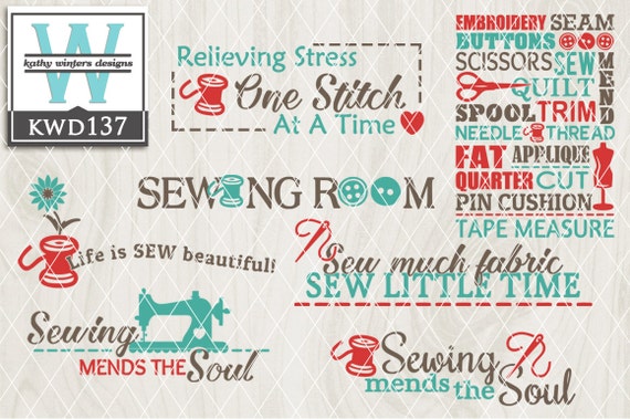 SVG Sewing Themed Cutting File kwd137 dxf svg eps png