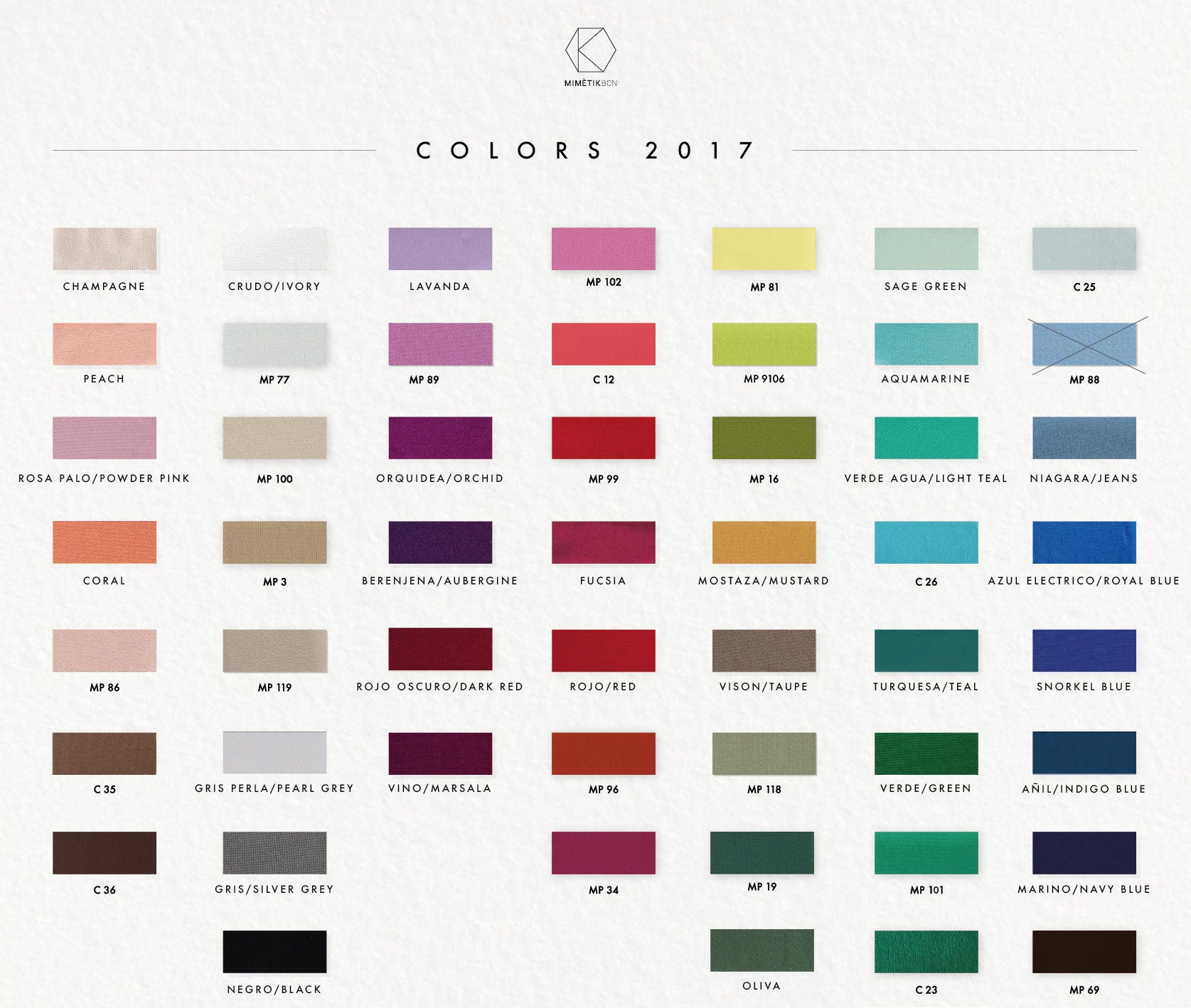 Color samples bridesmaid dresses made to measure dresses