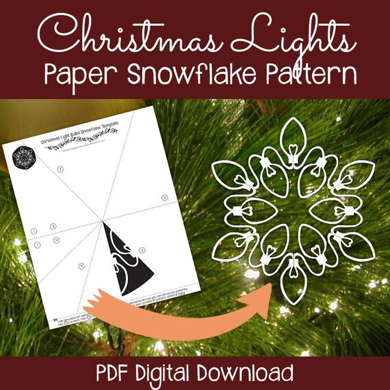 Christmas Light Bulbs Paper Snowflake Pattern by PaperSnowflakeArt