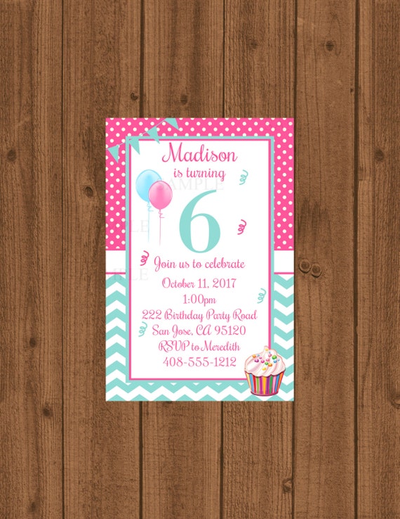 6th Birthday Party Invitation 6th Birthday Sixth Birthday