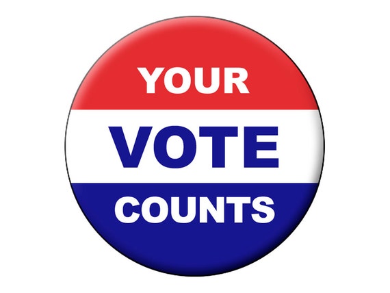 Your Vote Counts Pin or Magnet Patriotic Large 2.25