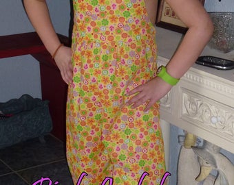 Bright Spring Summer Floral Halter Top Jumpsuit Yellow Romper - Size 7/8 is Ready to Ship