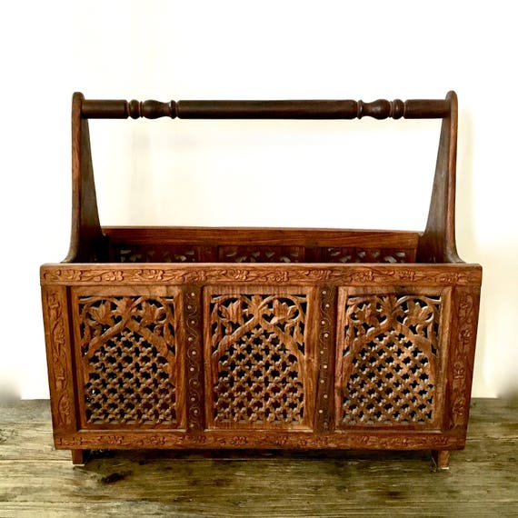 Carved Wood Magazine Rack India Wood Carving