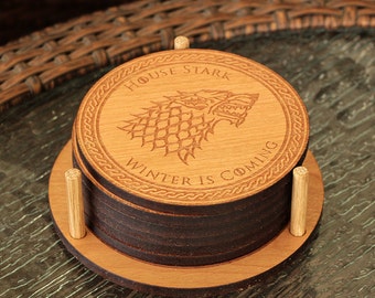 Game Of Thrones Coasters, GOT Coaster, GOT, Jon Stark, House Stark, Jon Snow, Coasters