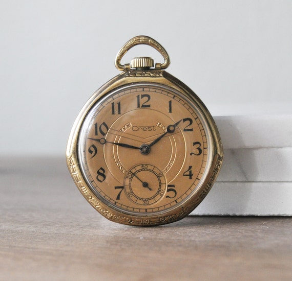 Crest Vintage 1920s Pocket Watch with Swiss Movement