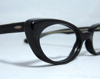 Vintage Cat Eye Glasses. Small Black Cat Eye Frames.