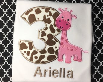 giraffe birthday shirt