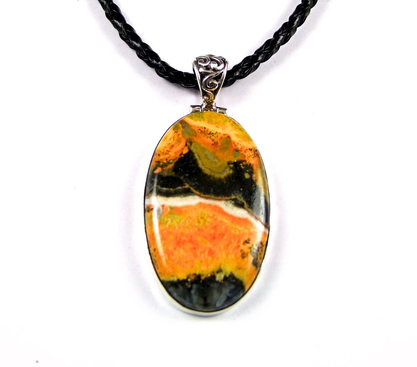 Bumble Bee Jasper Sterling Silver Pendant N892