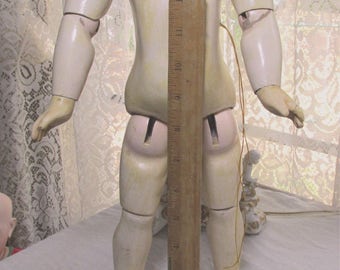 Antique French doll Bebe Bru 8 body wood and compo 14 inches tall 1890-1900