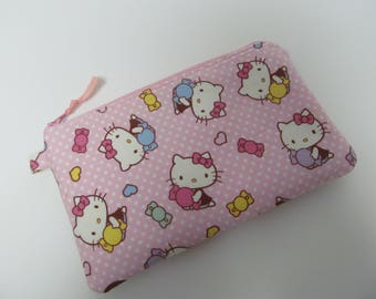 Zipper Pouch/5"x8"/Hello Kitty x Pale Pink Zipper