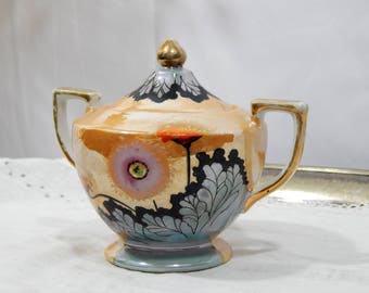 Vintage Lusterware ,T T Takito,Lusterware,Sugar Bowl ,Made in Japan,Hand Painted