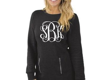 Monogram Womans Tunic Sweatshirt Long - Monogram sweatshirt - Womans Sweatshirt - Coral Sweatshirt