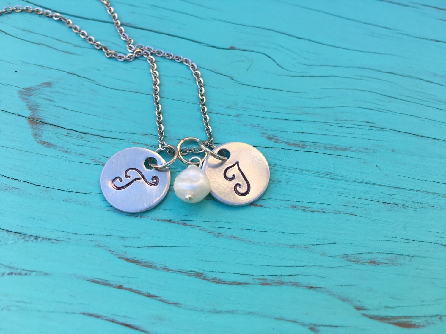 Initial Necklace. Two children. Two Initials. Children's