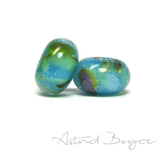Mermaid Reef Lampwork Bead Pair - Spacer Beads that reflect Mermaid Style in Art Jewelry Crafting Creations - Perfect for your OOAK Art Doll