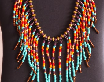 Native American style fringed turquoise by MontanaTreasuresbyMJ