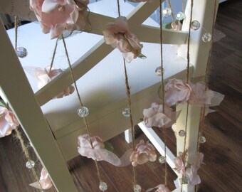 Fabric flower garland, Rustic Wedding garland, Backdrop decoration Shabby chic flower decoration, Blush pink garland, Party decorations