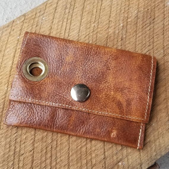 Leather Business Card/Credit Card Holder with Snap Closure