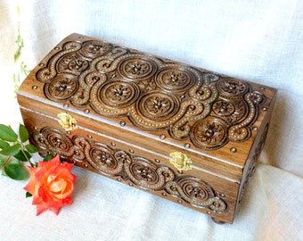 Large jewelry box with mirror Jewelry wooden box Ring box Wood box Jewellery box Jewelry wood box Jewelry ring box Jewelry organizer wood B3