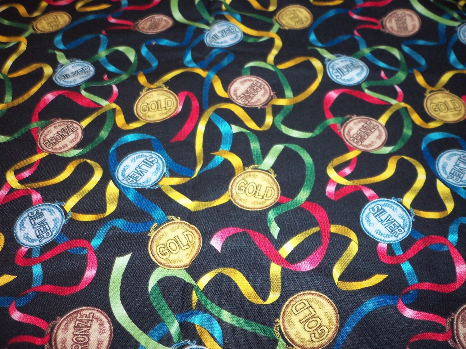 Olympic Medals Fabric Gold Silver Bronze By Fat Quarter New
