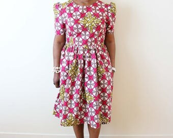 African Print Dress, Gathering Dress, Party Dress, Summer Dress
