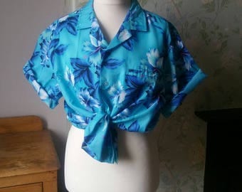 Unisex vintage Hawaiian shirt mens shirts large summer womens blouse ladies clothing blue tropical top vacation clothes Dolly Topsy Etsy UK