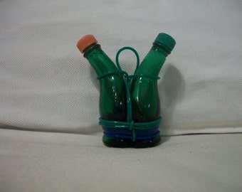 Vintage Glass Wine Bottles Salt And Pepper Shakers