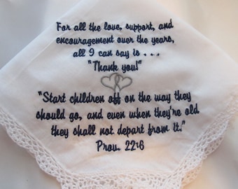 Mother of the Bride Embroidered Wedding Handkerchief