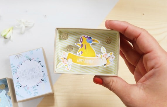 Happy birthday message box / Miniature Art / Diorama / 3d Art / Decorative Matchbox / Miniature paper diorama / Birthday gift