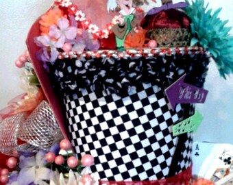 Alice in Wonderland Hat Centerpiece Mad Hatter Rabbit Mouse Tea Party Birthday Wedding Alice in Wonderland