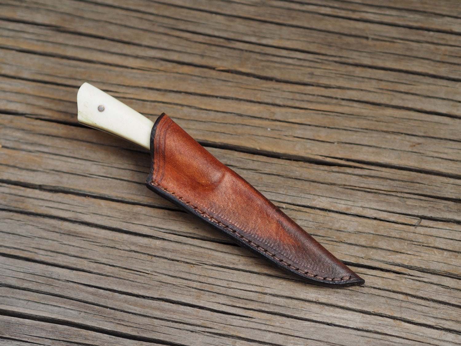 Custom EDC knife small fixed blade knife camel bone by HKnives
