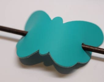 Simple and Unique: Teal Leather Butterfly Hair Barrette with stick. Women's Hair Accessory Made in USA!