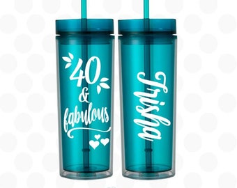 40th birthday for her, 40 and Fabulous tumbler, 40th birthday cups, 40th birthday gift, 40th birthday gift for her, 40th birthday gift