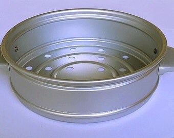 Vintage Aluminum Steamer Pot Insert, removable vegetable steamer pan, corn on the cob steamer basket, housewares cookware