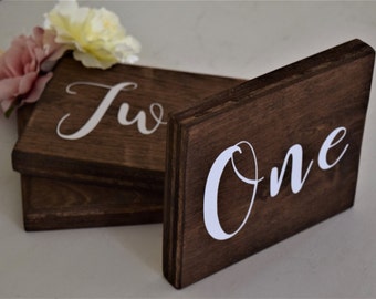 Rustic Wedding Table Numbers- Fall Wood Sign Table Numbers - Winter Woodland Theme Wedding - Spring Cursive Table Number - Summer Table Top