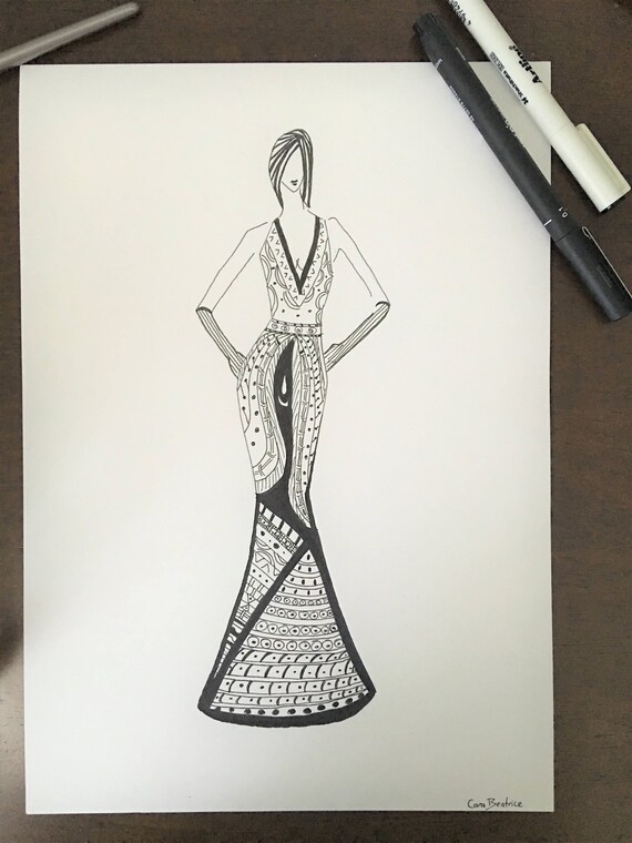 Items similar to Zentangle art dress ink and markers original