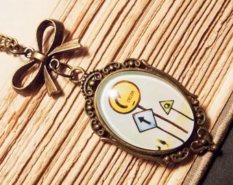 Vintage Inspired Street Sign Cameo Necklace